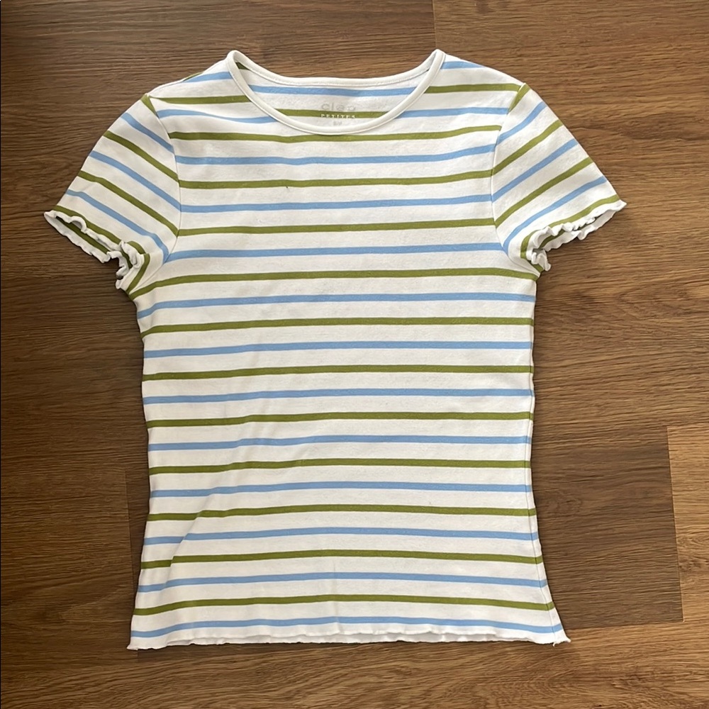 Cleo Striped Short Sleeve Tee - Blue and Green